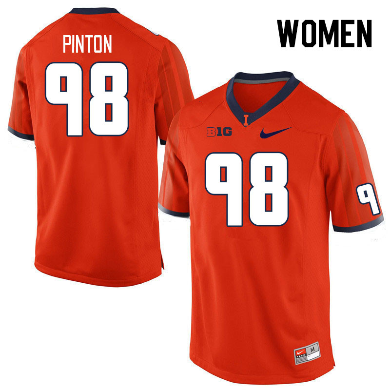 Women #98 Fabrizio Pinton Illinois Fighting Illini College Football Jerseys Stitched Sale-Orange